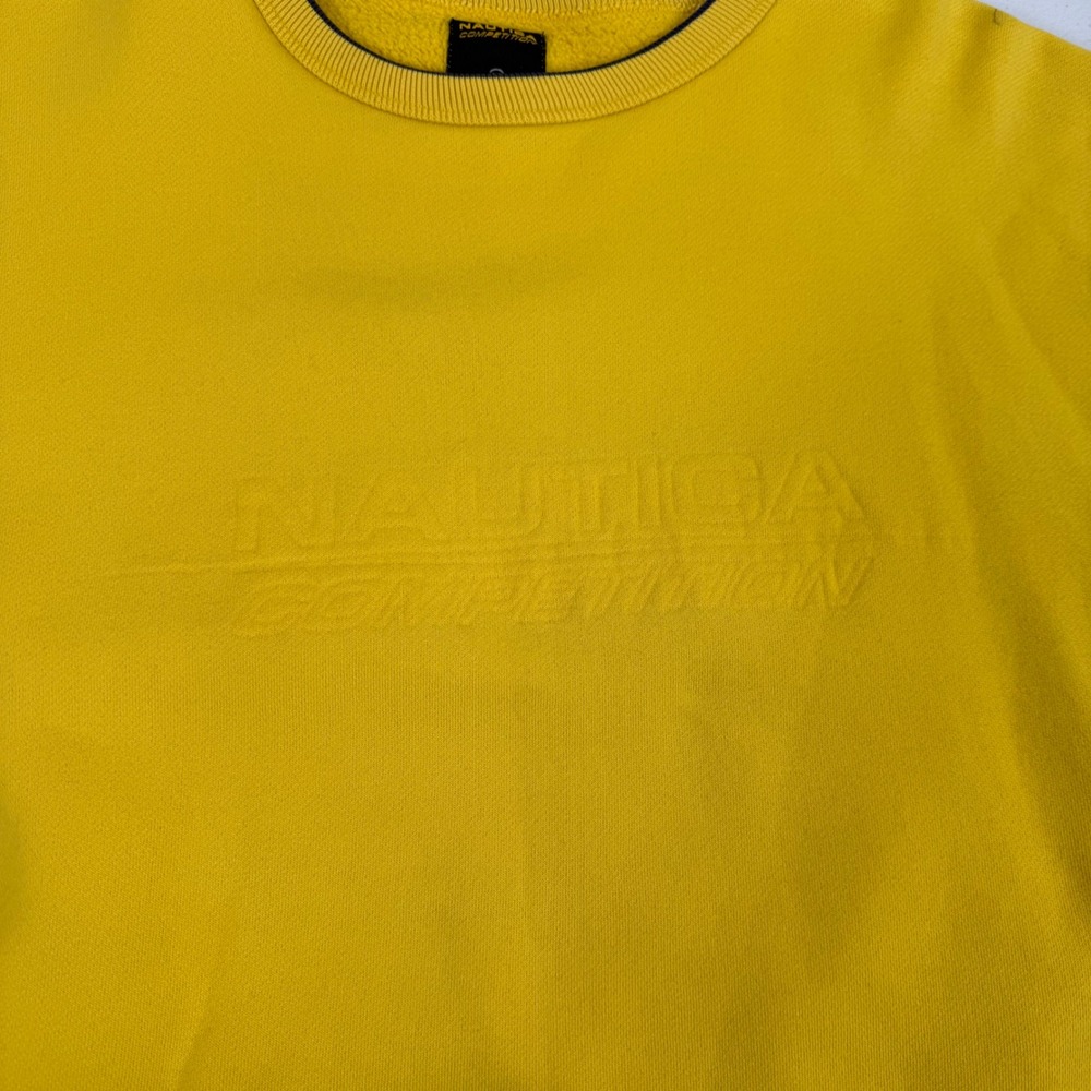 Nautica Competition Yellow Embroidered Logo Crewneck‎ Sweatshirt Men's Large - Picture 6 of 9